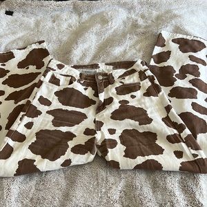 Cow print jeans